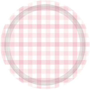 Gingham Paper Plate 8 Pack Pink