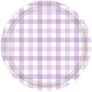 Gingham Paper Plate 8 Pack Purple