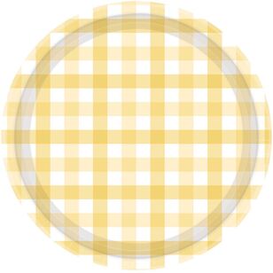 Gingham Paper Plate 8 Pack Yellow