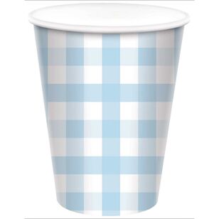 Gingham Paper Cup Blue 266 mL