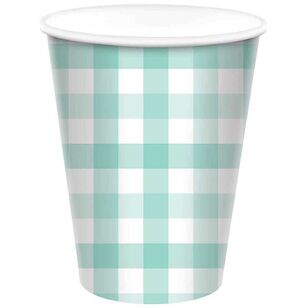 Gingham Paper Cup Green 266 mL