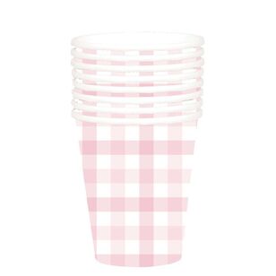 Gingham Paper Cup Pink 266 mL