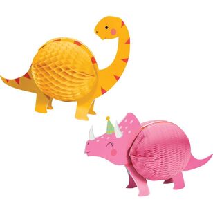 Girl Dino Party Decor Honeycomb Centrepieces Multicoloured