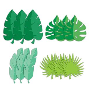 Girl Dino Party Decor Leaf Cutouts Green