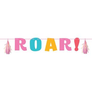 Girl Dino Party Decor ROAR Letter Banner Multicoloured