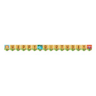 Jungle Safari Happy Birthday Ribbon Banner Multicoloured