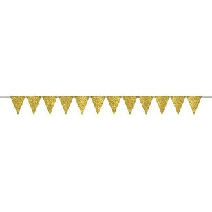 Large Sparkly Paper Pennant Banner Gold