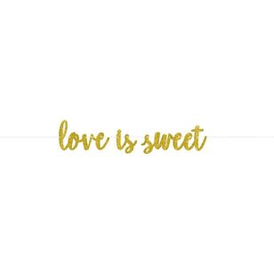 Love is Sweet Glittered Cardboard Letter Banner Gold