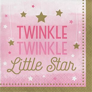 One Little Star Girl Twinkle Twinkle Little Star Lunch Napkins Pink