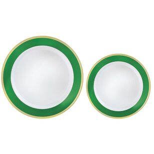 Premium Border Plastic Plates Green