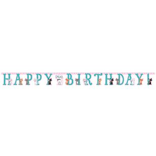 Purrfect Party Happy Birthday Jointed Banner Multicoloured