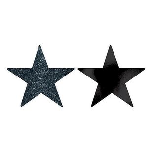 Solid Star Foil & Glitter Cutouts Black