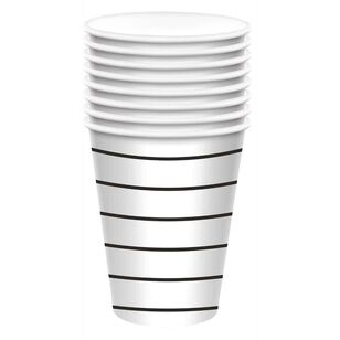 Stripe Paper Cups 8 Pack Black