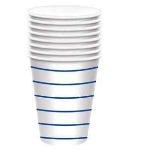 Stripe Paper Cups 8 Pack Blue