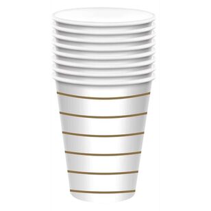 Stripe Paper Cups 8 Pack Gold