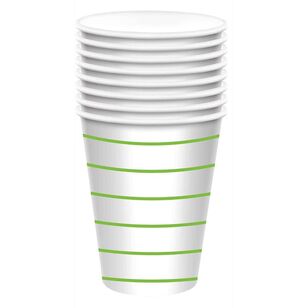 Stripe Paper Cups 8 Pack Green