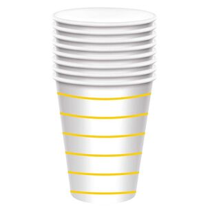 Stripe Paper Cups 8 Pack Yellow