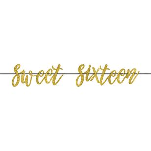 Elegant Sixteen Blush Gold Sweet Sixteen Ribbon Letter Banner Pink