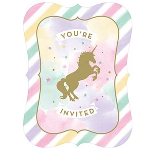 Unicorn Sparkle Postcard Style Invitations Multicoloured