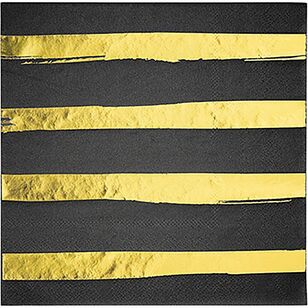 Touch of Colour Striped Lunch Napkins Black