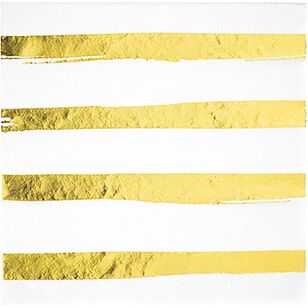 Touch of Colour Striped Lunch Napkins Gold